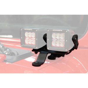 Windshield cowl mounts for a LED 3x3" Dual Cube Go Rhino